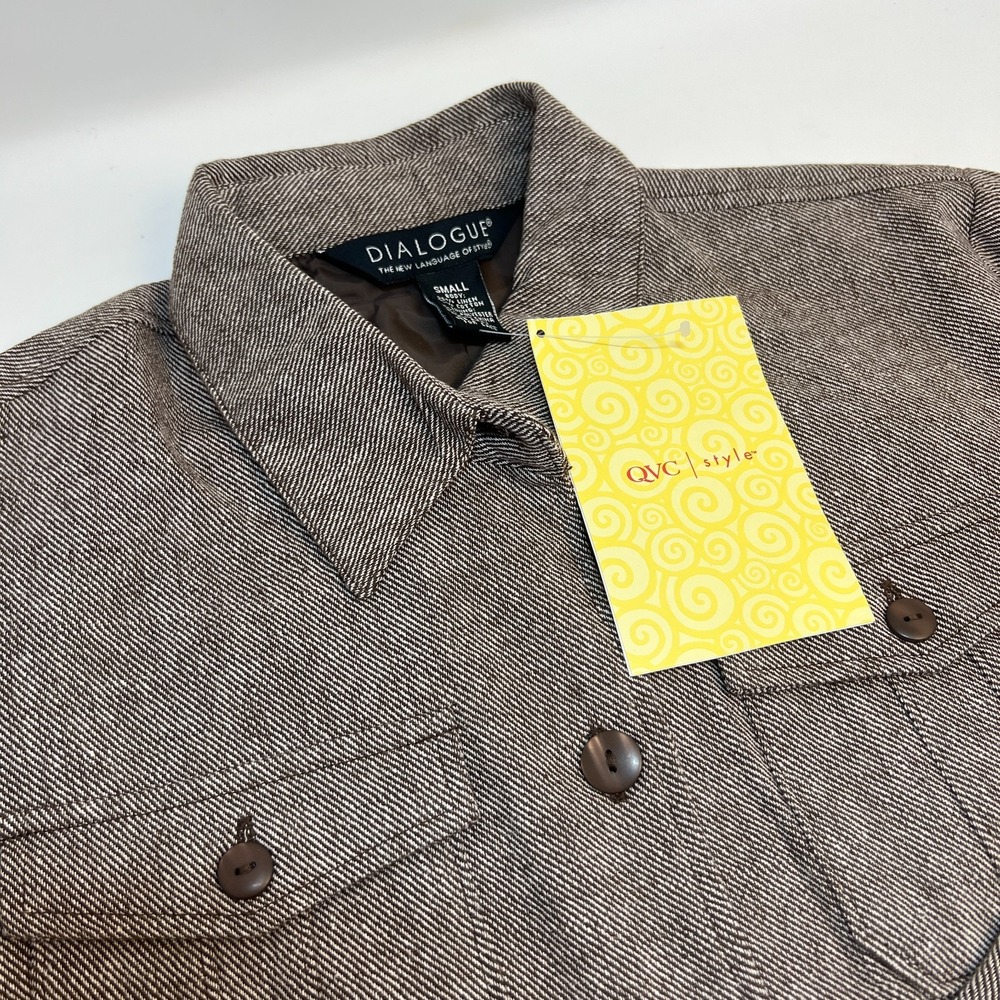 NWT Dialogue Women's Brown Linen Blend Safari Jacket Size‎ Small Button Up